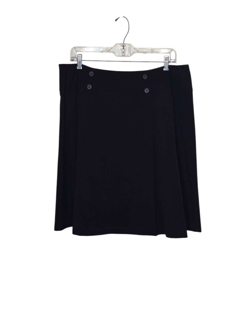 NY Collection Black A-Line Skirt Womens 1X Plus Size Stretch Midi Career Office